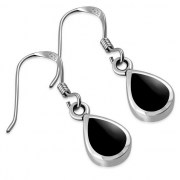 Black Onyx Drop Silver Earrings, e404